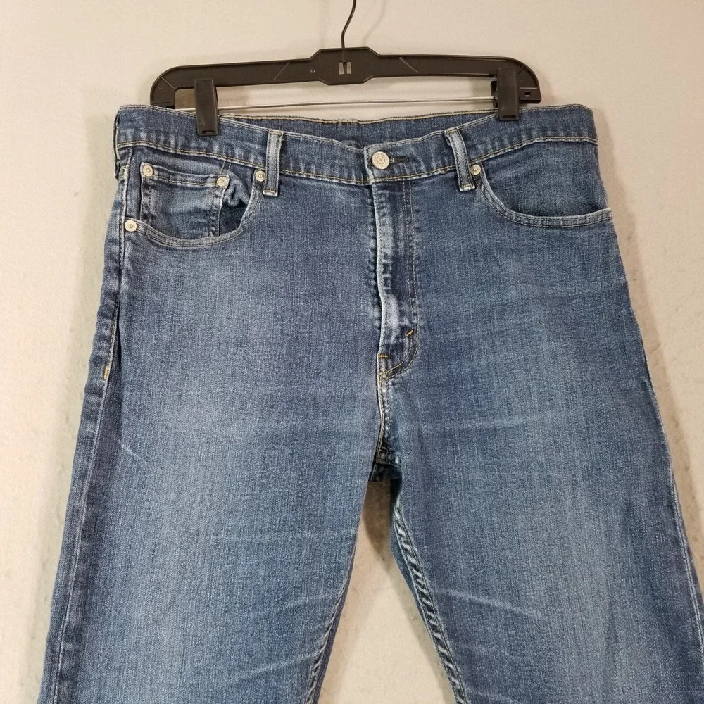 Levi's 514 jeans men's 36x32 slim straight blue Flex denim pants flawed trashed